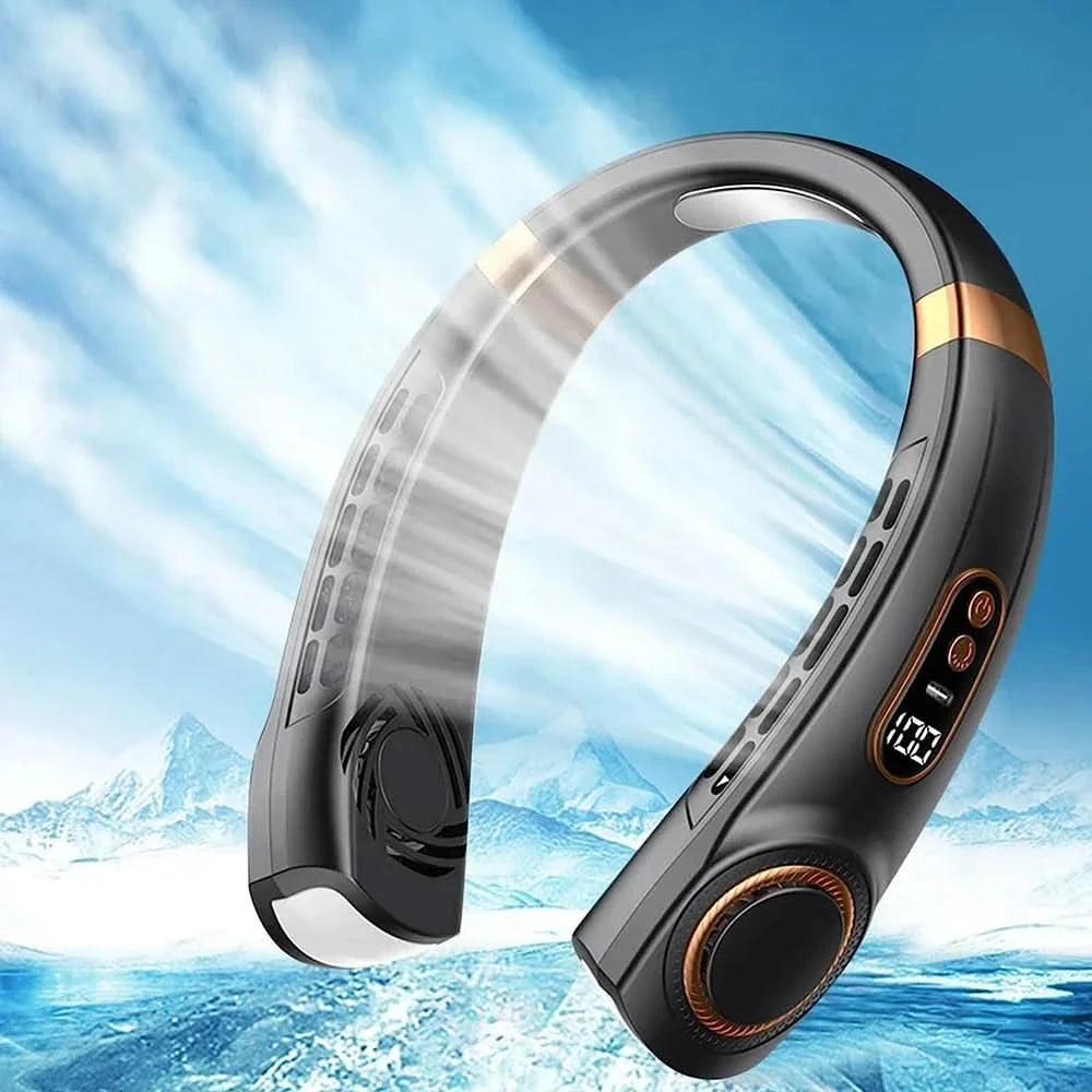 Mini Hanging Neck Fan | Portable USB Rechargeable Air Cooler with Digital Display - FitZone360