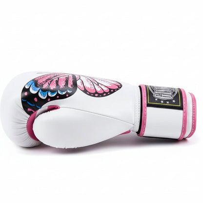 Beautiful Pink & White Butterfly Boxing Gloves | Best Quality-Premium Muay Thai, Kickboxing Gloves - FitZone360