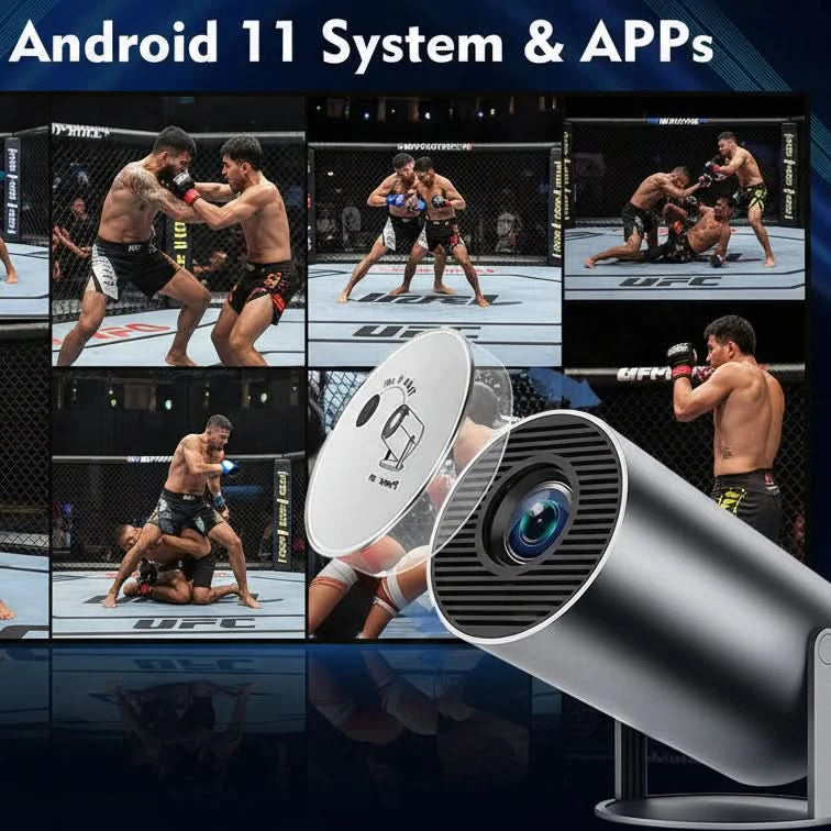 4K Mini Projector | Watch and LEARN From Your Favourite Fighters | 100 inch Screen | HD 1280x720P Android LED Portable Home Cinema - FitZone360