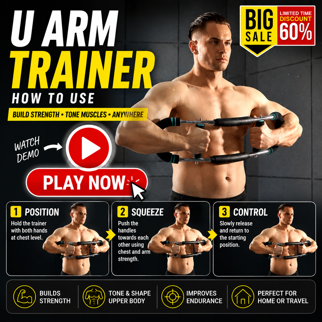 video man training U arm trainer from fitzone360 ltd