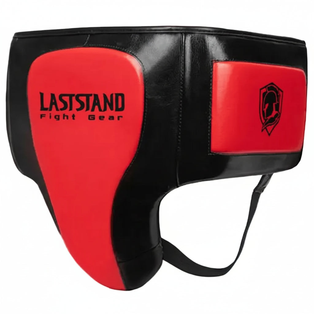 Red and black headgear with 'Laststand' branding on a gray background