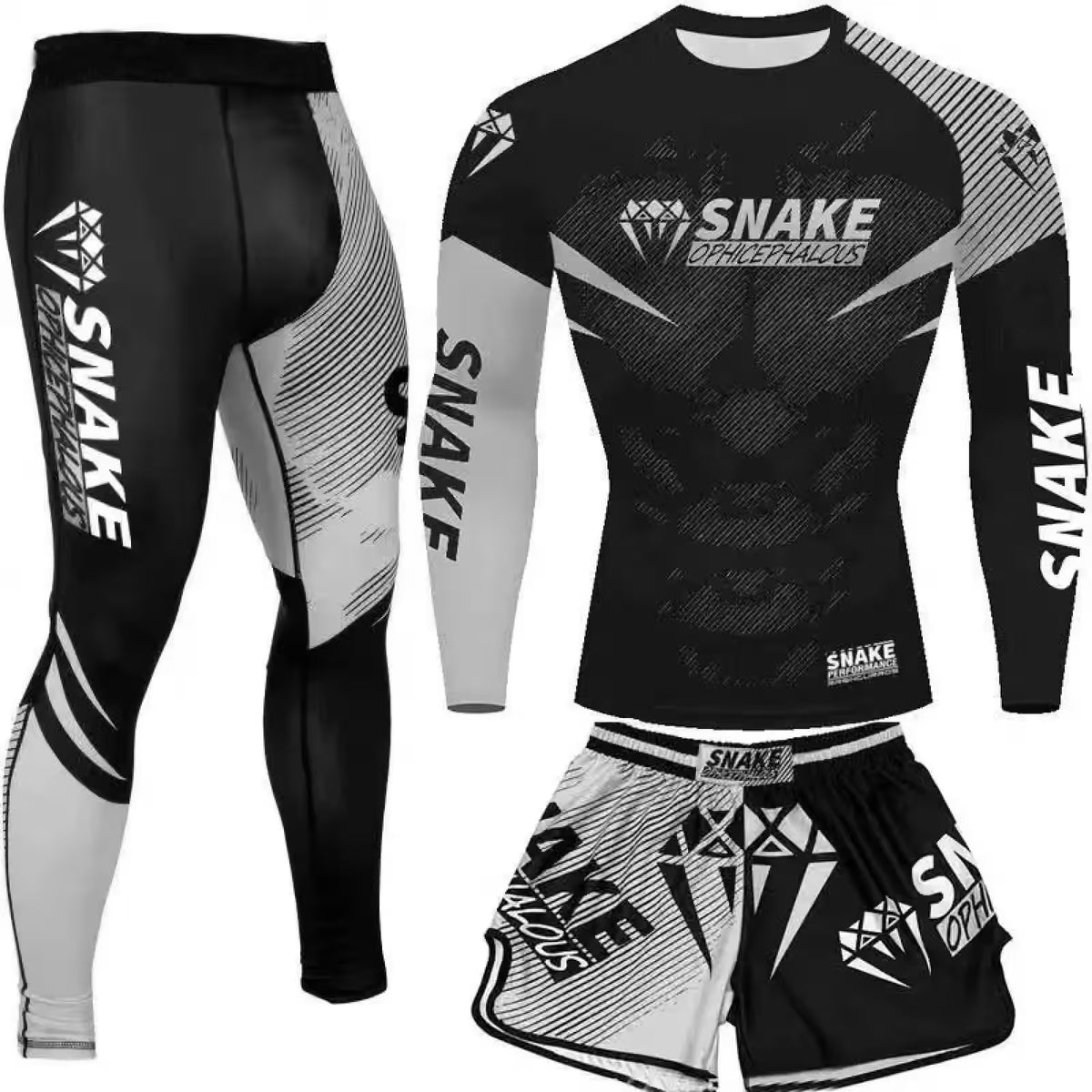 MMA & BJJ 3-Piece Rash Guard Set – No-Gi Grappling & Muay Thai Training Gear