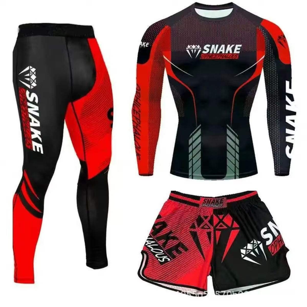 MMA & BJJ 3-Piece Rash Guard Set – No-Gi Grappling & Muay Thai Training Gear
