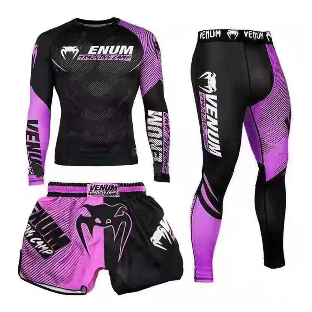 MMA & BJJ 3-Piece Rash Guard Set – No-Gi Grappling & Muay Thai Training Gear
