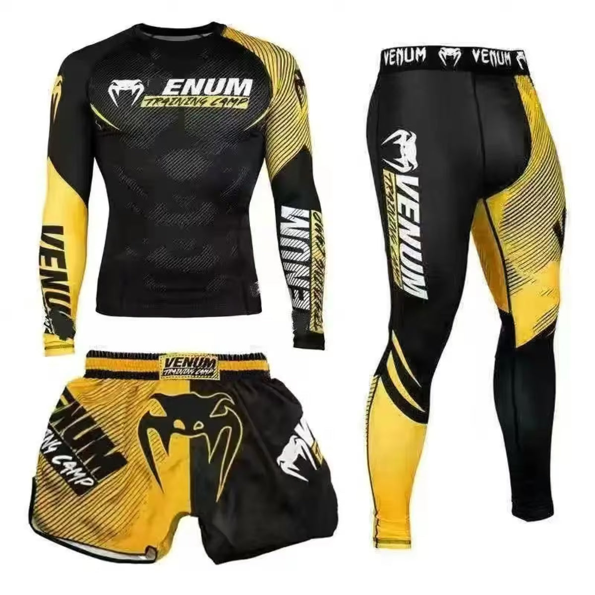 MMA & BJJ 3-Piece Rash Guard Set – No-Gi Grappling & Muay Thai Training Gear