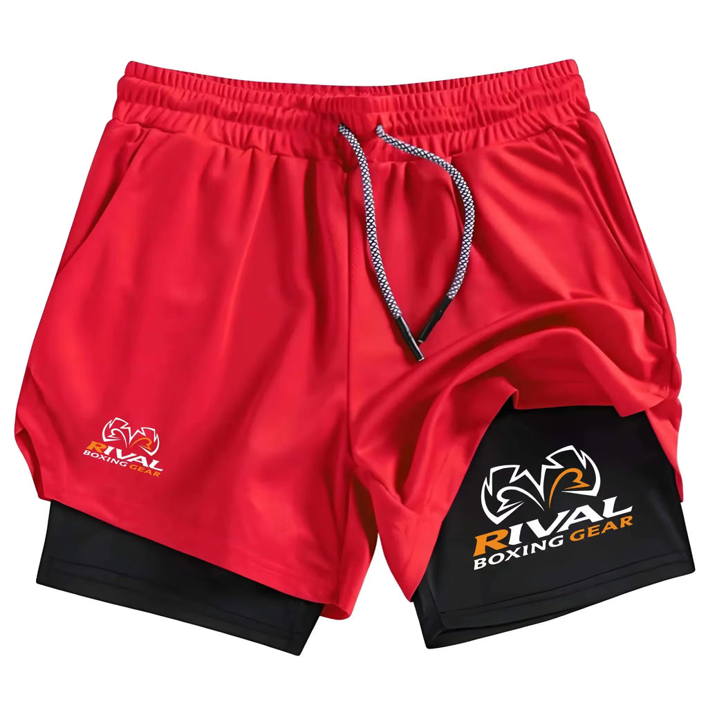 RIVAL 2-Layer Boxing Shorts with Compression Inner & Groin Cup Support