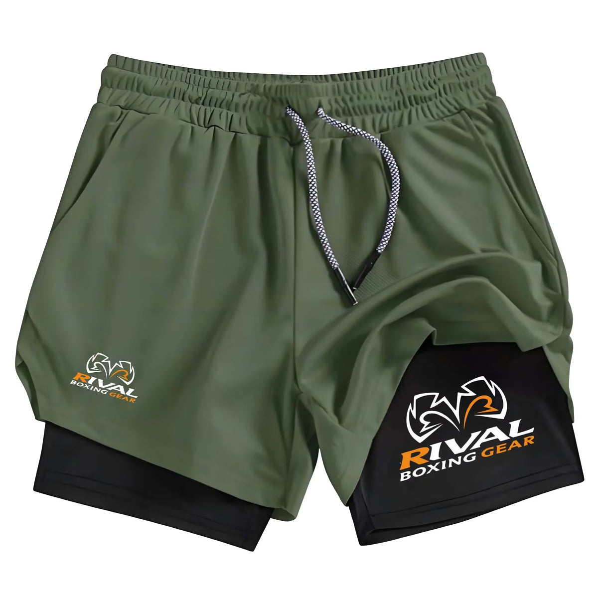RIVAL 2-Layer Boxing Shorts with Compression Inner & Groin Cup Support
