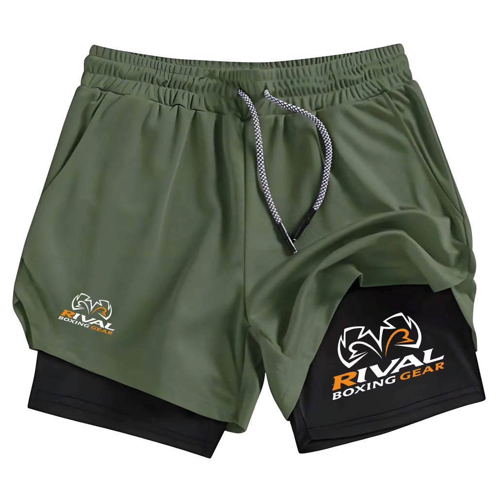 RIVAL 2-Layer Boxing Shorts with Compression Inner & Groin Cup Support