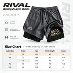 RIVAL 2-Layer Boxing Shorts with Compression Inner & Groin Cup Support