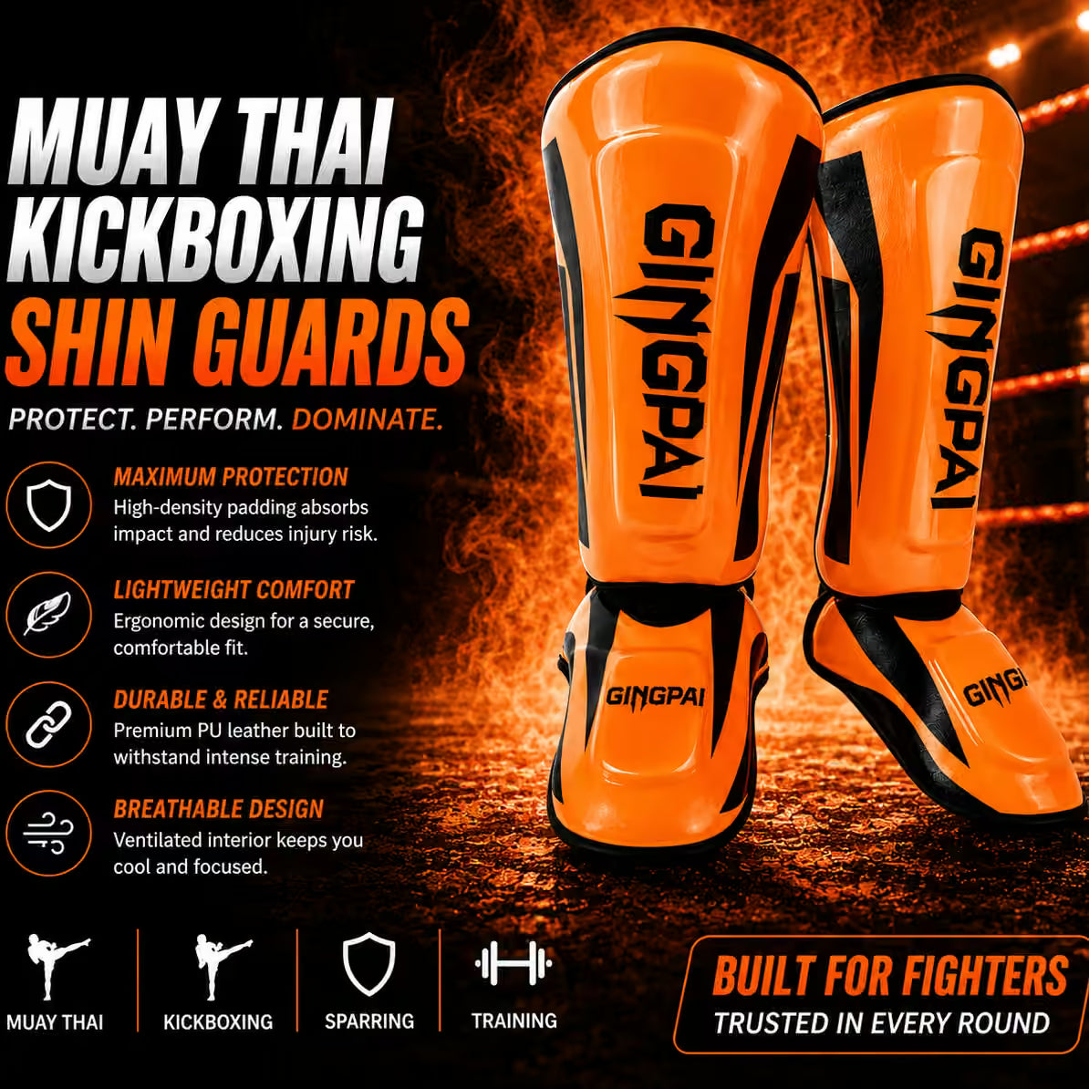 MMA Muay Thai Kickboxing Shin Guards | Mixed Martial Arts Protective Shin Pads