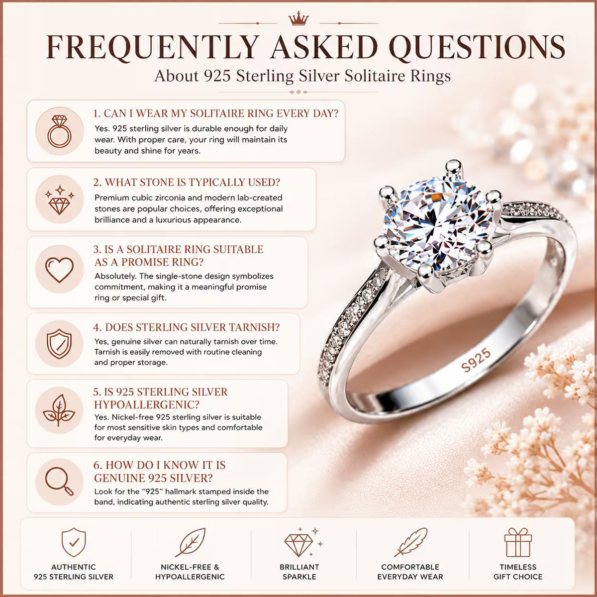 925 Sterling Silver | Classic Solitaire Ring