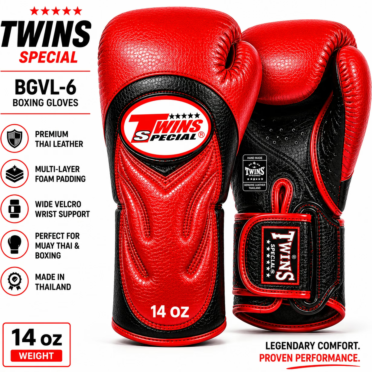 Twins Special Boxing Gloves BGVL-6 | Premium Muay Thai & Boxing Training Gloves