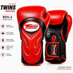 Red boxing gloves with Twins Special branding on a white background