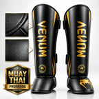 Venum Muay Thai Shin Guards – Black & Gold | Premium Shin & Instep Protection