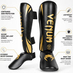 Venum Muay Thai Shin Guards – Black & Gold | Premium Shin & Instep Protection