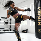 Venum Muay Thai Shin Guards – Black & Gold | Premium Shin & Instep Protection
