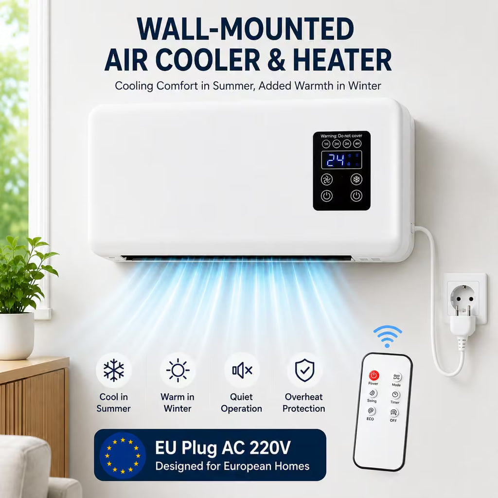 Wall-Mounted Air Cooler-Heater | Air Conditioner-Cooling Fan Heater with Remote Control