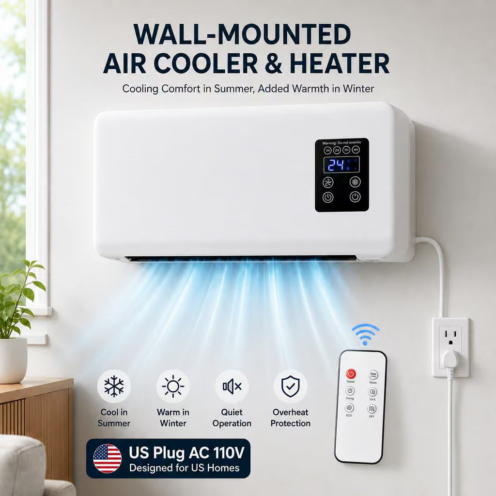 Wall-Mounted Air Cooler-Heater | Air Conditioner-Cooling Fan Heater with Remote Control