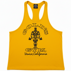 Yellow tank top with Gold's Gym logo on a white background
