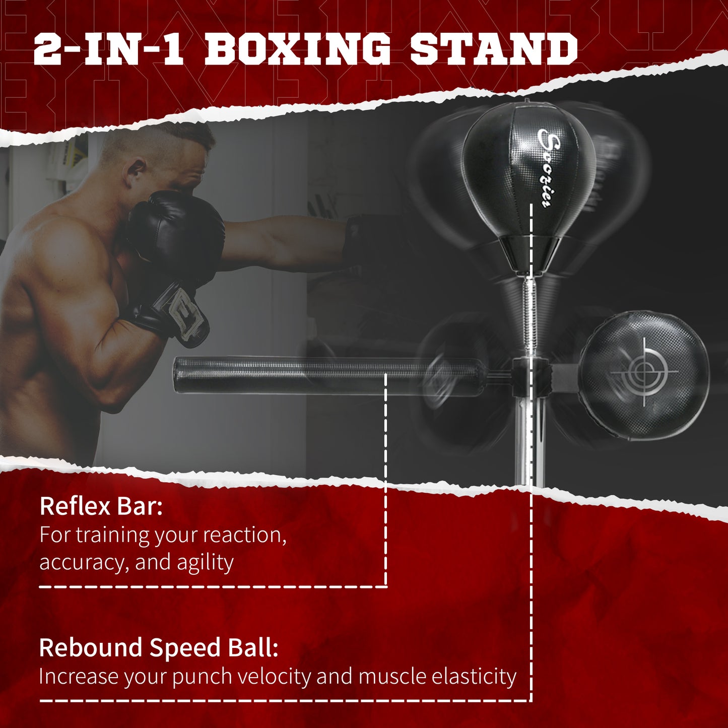 Freestanding Reflex Punch Ball | 360° Spinning Boxing Trainer for Home & Gym Workouts - FitZone360