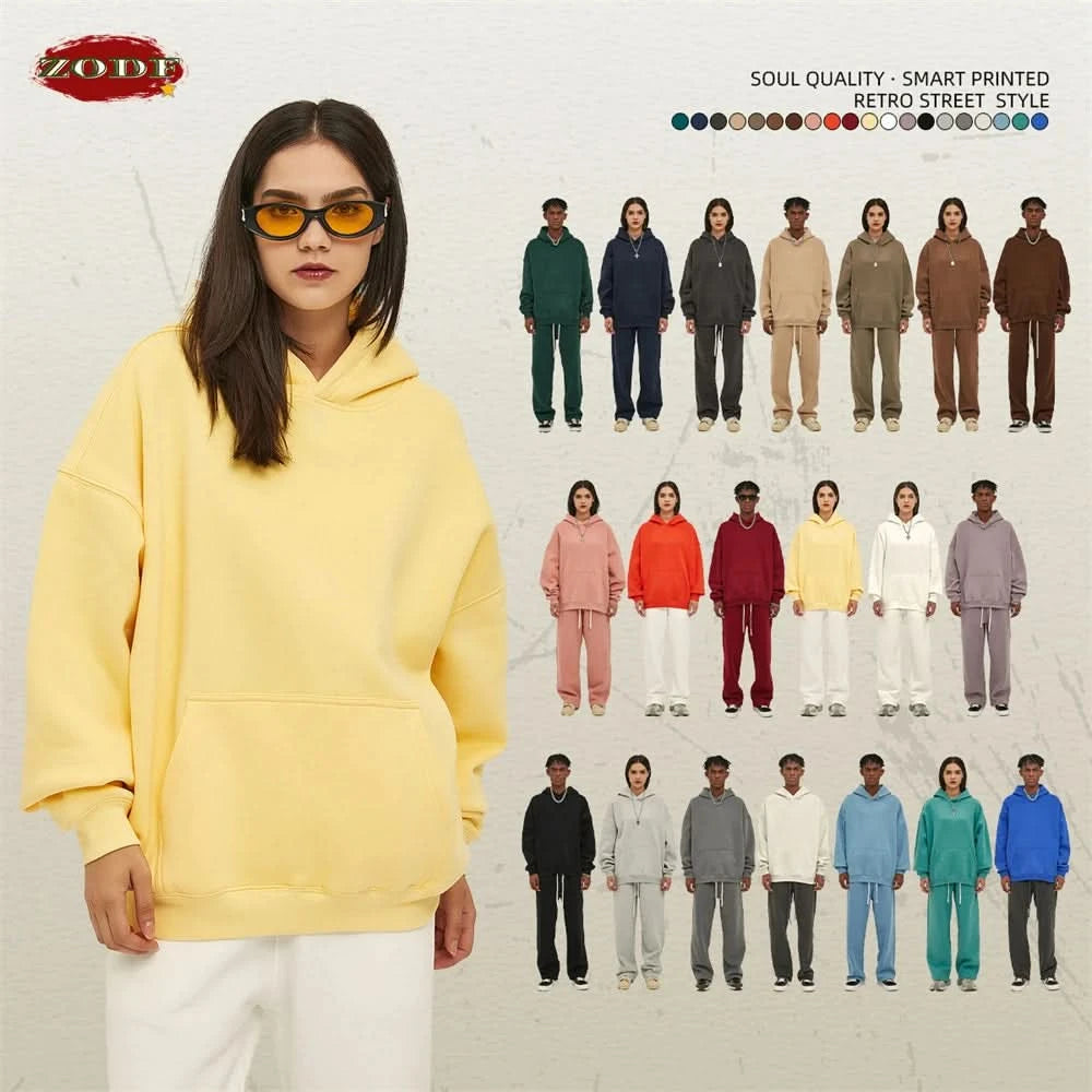Fleece Hooded Sweatshirt | Unisex Oversized Winter Hoodie Pullover - FitZone360